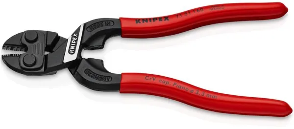 Knipex KNIPEX CoBoltÂ® S Kompakt boltsaks med udsparing i skæret sort atramenteret, betrukket med kunststof 160 mm